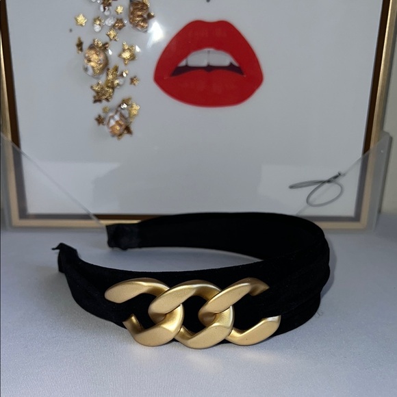 Buyers Choice One Velvet Fashion Headband with Gold Chain - Picture 7 of 11